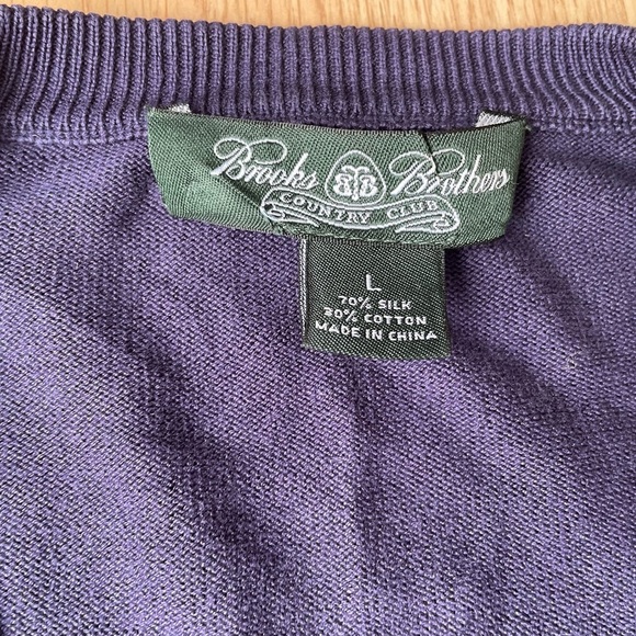 Brooks Brothers Sweater Mens Large Silk Cotton V Neck Navy Blue Long Sleeve​ - Picture 2 of 2